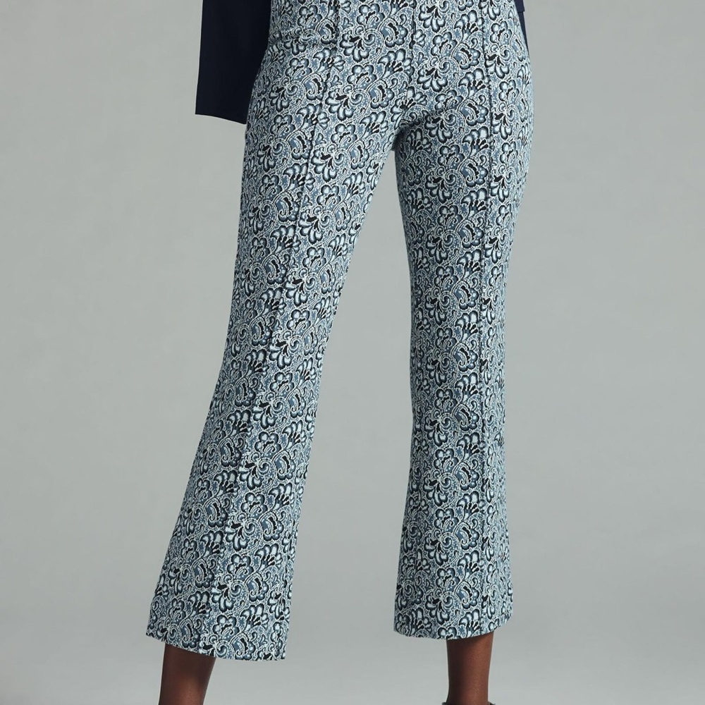 Anthropologie Maeve Pants Womens MP Margo Floral Kick Crop Flare Stretch